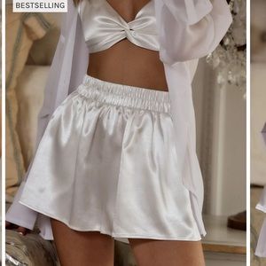 Serenity white satin shorts